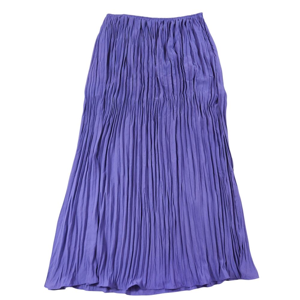 Umgee sz medium purple sheer pleated skirt high slit both sides partial‎ lining